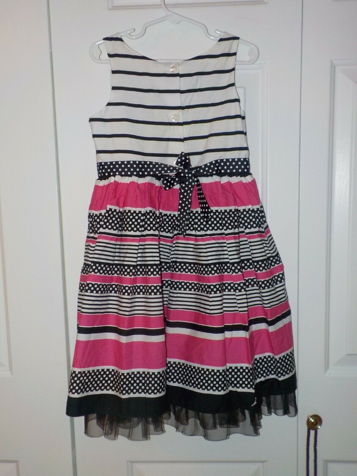 Youngland little girl's sleeveless dress, Pink, White, Black So Cute! EUC Sz 5 - £4.74 GBP
