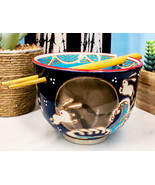 Ebros Rabbits Full Moon Ramen Noodles Bowl With Built In Chopsticks &amp; Re... - £16.63 GBP