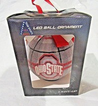 NCAA Ohio State Buckeyes LED Ball Ornament Glitter Plaid by Team Sports ... - £23.59 GBP