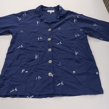 Vintage David Dart Sport N6B609 Women's Medium Blue Front Button Jacket Blouse image 10