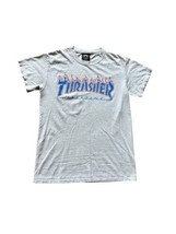Thrasher Magazine T Shirt Adult Medium Size Gray Blue Flame Logo Skate Or Die - £9.83 GBP