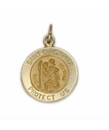 14K GOLD SMALL ROUND ST. CHRISTOPHER MEDAL NECKLACE - £239.09 GBP