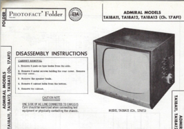 1958 ADMIRAL TA18A11 TELEVISION Tv Photofact MANUAL TA18A12 TA18A13 Sche... - £8.53 GBP