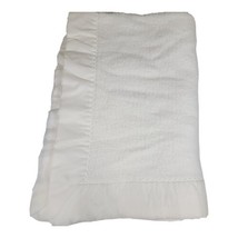 Chatham Soft Acrylic Woven Thermal Baby Crib Blanket 46x34 Satin Trim Vtg White - £30.29 GBP