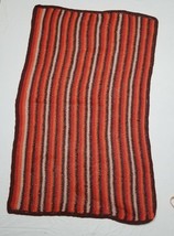 62&quot; Striped Crochet Afghan Brown Orange Red Handmade Crocheted Long Afghan - £8.55 GBP