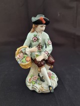 Antique German Sitzendorf Porcelain, man with flowerbasket, marked bottom - £61.37 GBP