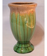 Beautiful Vintage Green Majolica Drip Glaze 9&quot; Vase - Footed, Glazed Pot... - $35.51 CAD