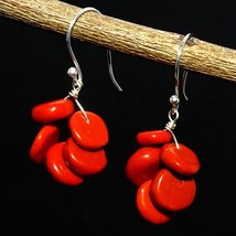 Red Coral Gemstone Solid 925 Silver Handmade Earrings Women&#39;s Jewelry - £4.01 GBP