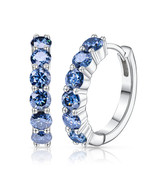 GIGAJEWE Hoop Earring Moissanite Natural Blue Color VVS1 S925 Silver Ear... - $72.71+