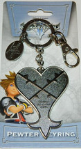 Walt Disney Kingdom Hearts Heartless Logo Pewter Key Ring Key Chain NEW UNUSED - $8.79