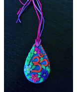 Hippie Boho Medallion Pendant GLOW IN UV Neon Psychedelic Festival Acces... - $19.18