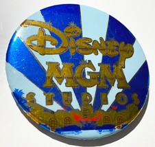 Vintage Disney MGM Studios Button Official Large 3&quot; Gold Foil Letters Walt - £3.07 GBP