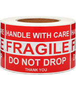 Large Fragile Stickers 4&#39;&#39; X 6&#39;&#39; Eye-Catching Fragile - Handle with Care... - $23.06