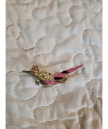 Vintage Road Runner Gold Tone Pink Brooch Pin. Cute - $24.61 CAD