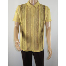 Mens Stacy Adams Italian Style Knit Woven Shirt Short Sleeves 3107 Honey Beige image 5