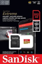 SanDisk Extreme 512GB Class 10, UHS SPeed Class 3, A2 microSDXC Memory Card - $60.83