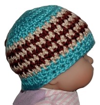 Turquoise Baby Boys Hat, Turquoise Brown Khaki Hat For Baby Boys - £7.86 GBP