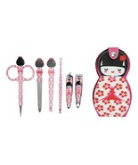 Japanese Kokeshi Doll White Kimono Portable Case w/ Manicure Pedicure To... - $14.99