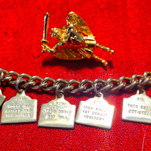 STUNNING!MID-CENTURY Ten Commandment bracelet &amp; Michael the archangel pin/brooch - £42.83 GBP