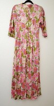 Vintage 1970s Spring Pink Floral Day Dress Size 18 Zipper Closure Pockets - £79.12 GBP