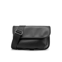 Chest Bag Small Square Bag Leather Black Single-Shoulder Bag Small Shoulder Bag  - £27.09 GBP