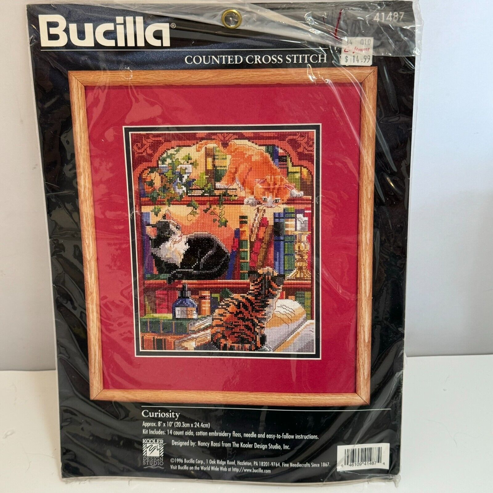 Bucilla Curiosity Cats Counted Cross-Stitch Kit  Kittens & Books 41487 SEALED - $24.71