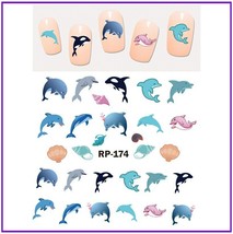 Nail art water transfer stickers decal dolphin killer whale shell snail RP174 - £2.46 GBP