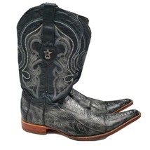 Los Altos Cowboy Boots Ostrich Skin Mens Size 7.5 EE Black Silver Wester... - $98.95