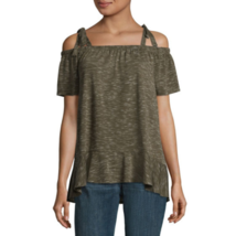 a.n.a. Sleeveless Straight Neck Knit Blouse Rich Avocado Small Shoulder Ties - £13.99 GBP