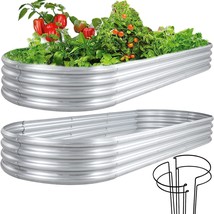 2 Pcs 7 X 3 X 1 Ft Galvanized Raised Garden Bed Box 82.7X35.5X12 Inch Large - £73.63 GBP