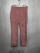 A New Day Women&#39;s Burnt Orange Gingham Pants Side Zip Elastic Waist 4 - $16.82