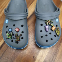Crocs Sandals Mens 5 Gray Blue Crocband Ninja Turtle Jibbitz Clog Footwear - $471.02 MXN