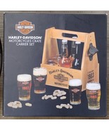 Harley Davidson Beer Glass Crate Carrier Set - $73.65 CAD