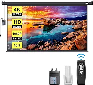 100 Inch Electric Motorized Projector Screen With Remote, 16:9 8K 4K Ult... - $259.99