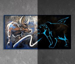 Glow in the dark wall decor gift for trader, Trading wall decor, Bull an... - £350.09 GBP