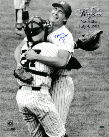 Primary image for Dave Righetti signed New York Yankees 16x20 B&W Photo (celebration hug-No Hitter