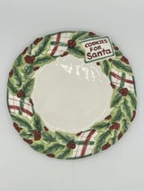 Fitz And Floyd Plaid Cookies For Santa Christmas Plate Holly & Berries Euc - £13.42 GBP
