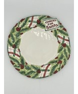 FITZ AND FLOYD Plaid COOKIES FOR SANTA Christmas Plate Holly &amp; Berries EUC - £13.37 GBP
