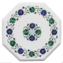 12&quot; Marble Center Table Top Lapis Stone Pietra Dura Inlay Halloween Garden Decor - £386.30 GBP