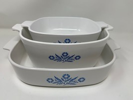 Vintage Corning Ware Set of 3  P-2 1/2-B  P-1-B A-10-B casserole dish 1 lid - £27.97 GBP