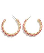 Stone Hoop Earrings Pink - $13.86