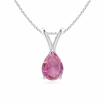 V-Bale Pink Tourmaline Solitaire Pendant in Silver (Grade- AA, Size- 7x5MM) - £153.86 GBP
