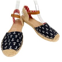 Sperry Top-Sider Espadrille Sandals Red White Blue Anchors 7.5M - £22.81 GBP
