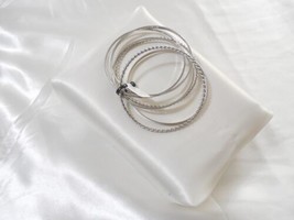 Charter Club 7&quot; Silver Tone Bangle Bracelets Set D161$20 - $12.47