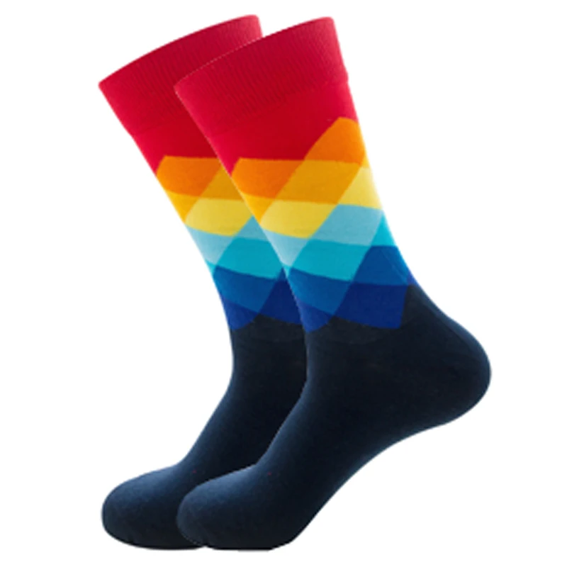 Sporting Mens Happy Colorful Striped Socks Quality Plaid Diamond Pattern Argyle  - £23.90 GBP