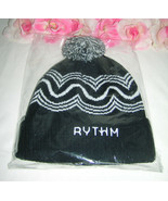 New Rythm Black Knit Cap with Pom Pom one Size Fleece Lined - $19.99