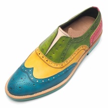Handmade Multi Color Classical Casual Dress Brogues Toe Lace Up Wing Tip... - £127.59 GBP