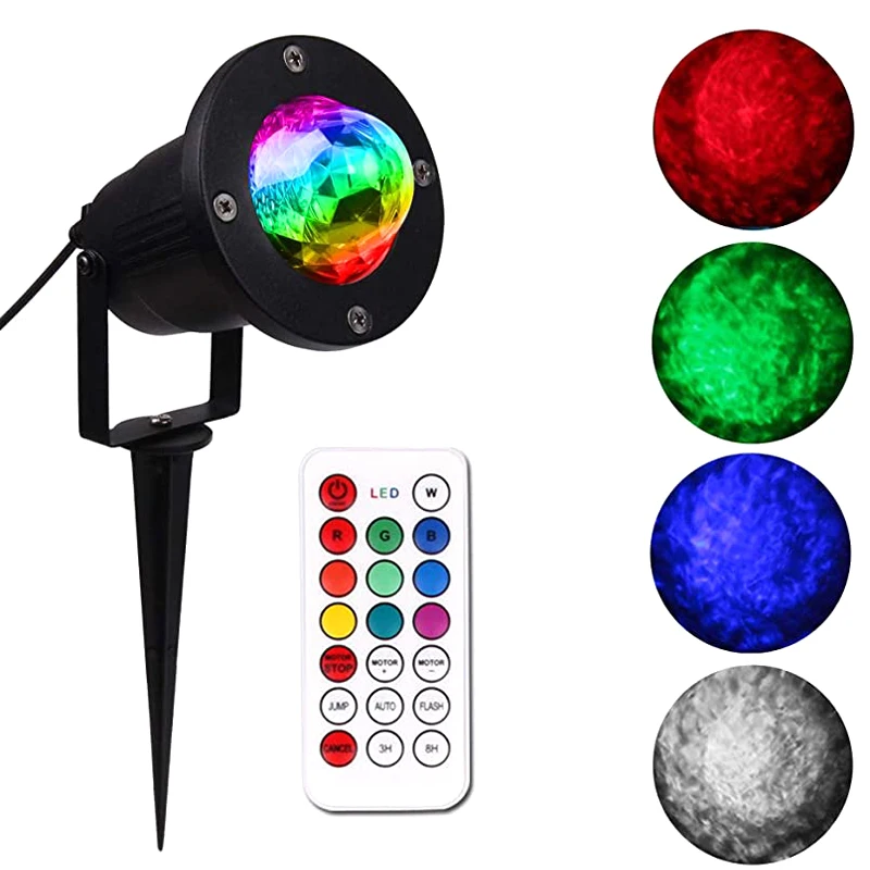 Outdoor RGB Laser LED Disco Light Lawn Colorful Water Wave Projector Waterproof  - £179.07 GBP