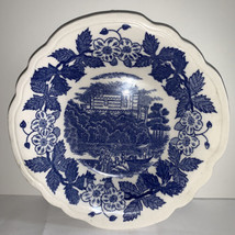 Vintage Porcelain Ceramic Blue &amp; White Shallow Dish Floral 6” Decorative Bowl - £6.99 GBP