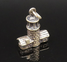 925 Sterling Silver - Vintage Sculpted Lighthouse Charm Pendant - PT21057 - $34.49